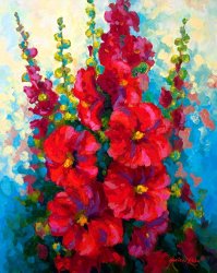 Marion Rose Hollyhocks