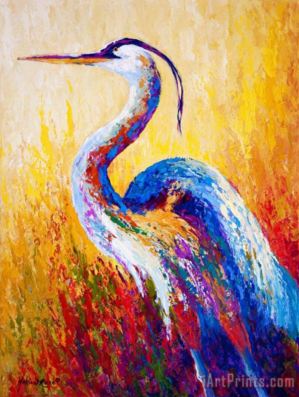 Steady Gaze - Great Blue Heron painting - Marion Rose Steady Gaze - Great Blue Heron Art Print