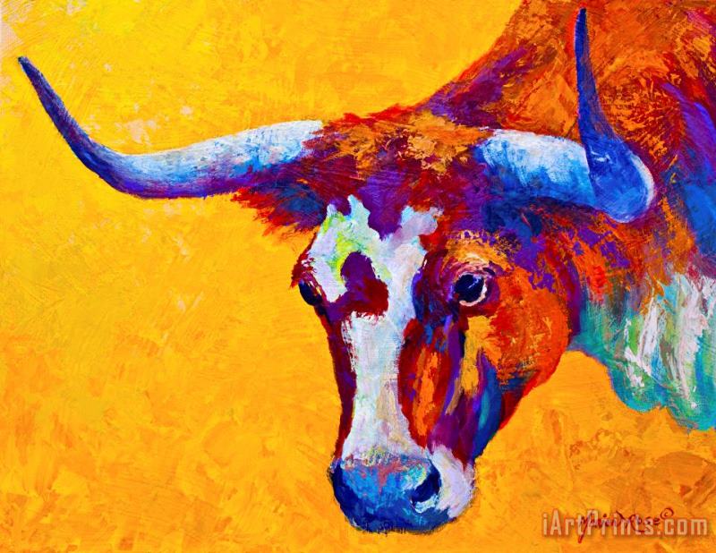 Marion Rose Texas Longhorn Cow Study Art Painting