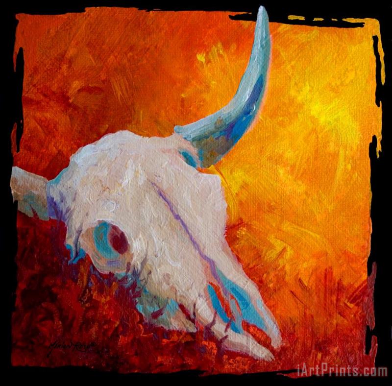 Texas Longhorn Skull painting - Marion Rose Texas Longhorn Skull Art Print