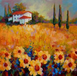Marion Rose Tuscany Sunflowers painting