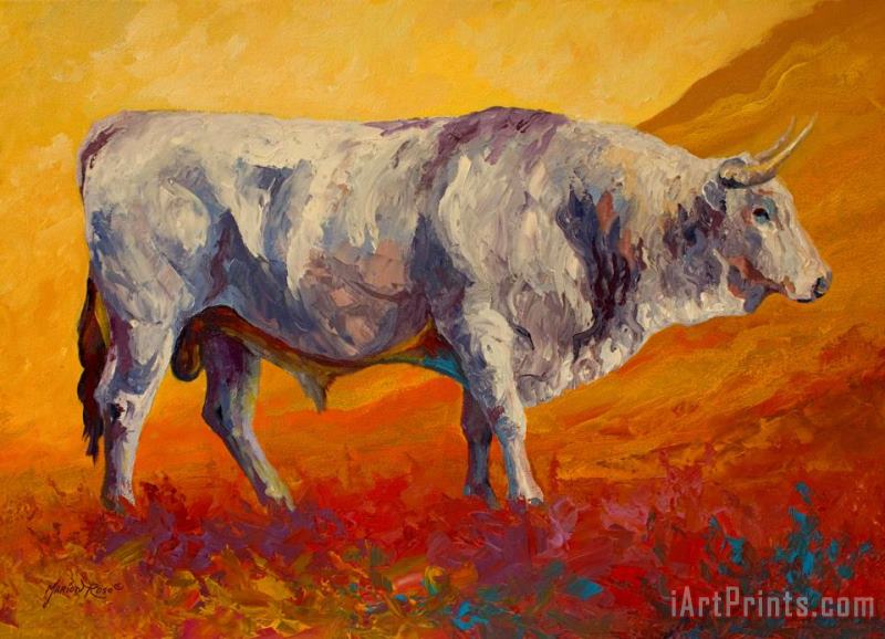 Marion Rose White Bull Art Painting