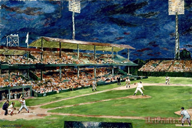 Marjorie Phillips Night Baseball Art Painting