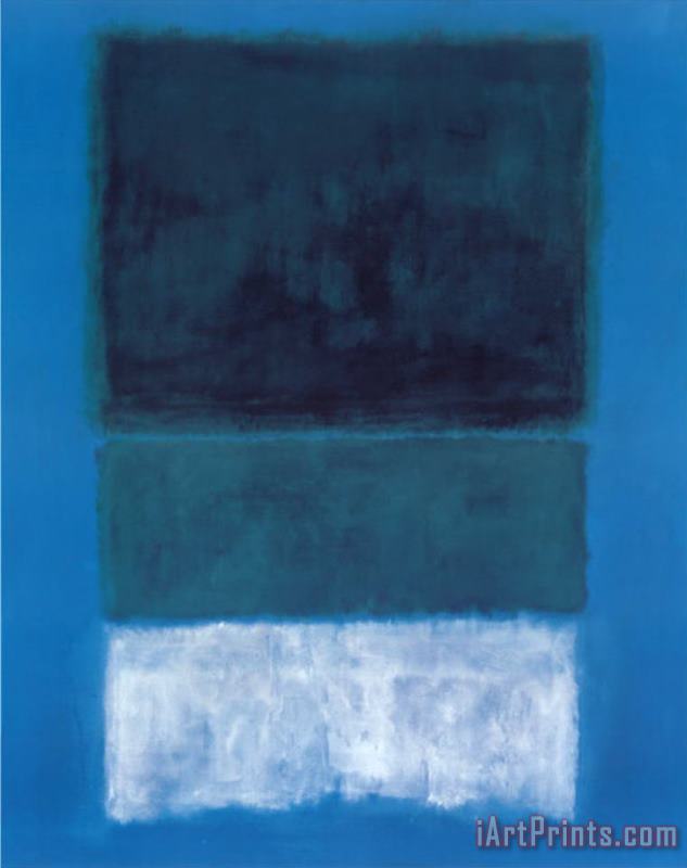 Mark Rothko No 14 White And Greens in Blue Art Print