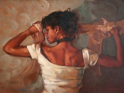Mark Spain Cream Scarf painting