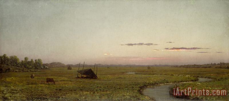 Winding River, Sunset, C. 1863 painting - Martin Johnson Heade Winding River, Sunset, C. 1863 Art Print