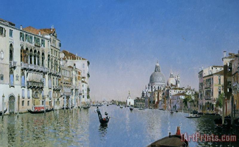 Martin Rico y Ortega Gondola on The Grand Canal Art Painting