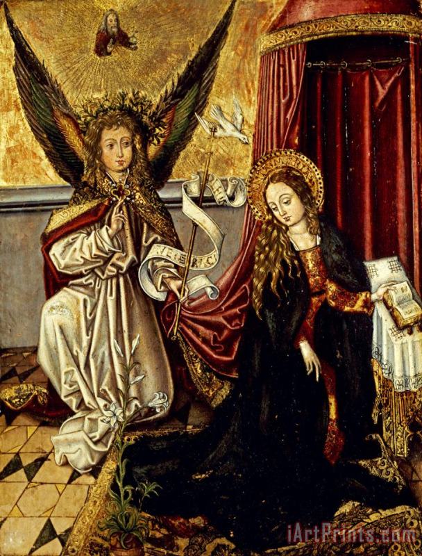 The Annunciation painting - Martin Schongauer The Annunciation Art Print