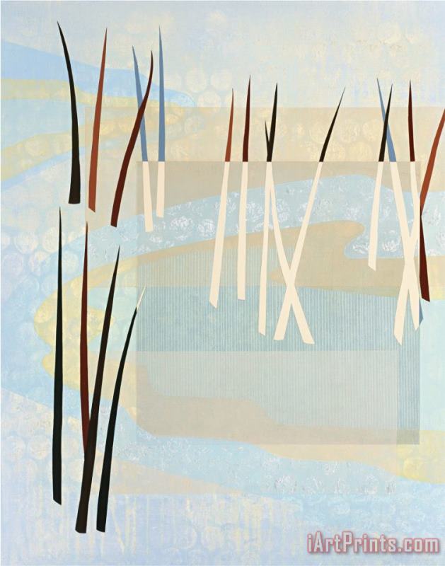 Reeds I painting - Mary Calkins Reeds I Art Print