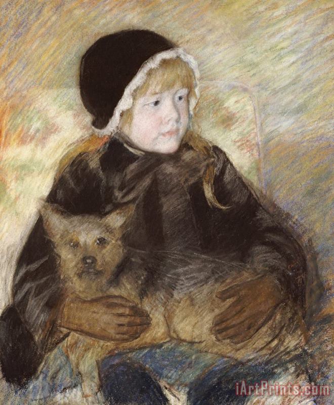 Mary Cassatt Elsie Cassat Holding a Big Dog Art Painting