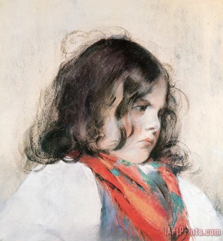 Mary Cassatt Head of a Child (pastel on Paper) Art Painting