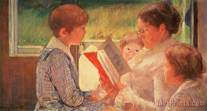 Mrs Cassatt Reading to Her Grandchildren painting - Mary Cassatt Mrs Cassatt Reading to Her Grandchildren Art Print