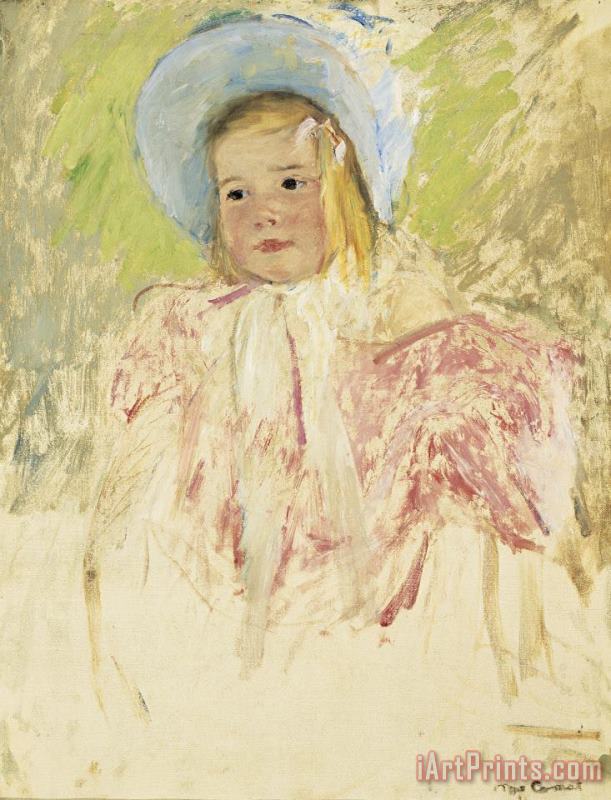 Simone in a Blue Bonnet (no. 1) painting - Mary Cassatt Simone in a Blue Bonnet (no. 1) Art Print