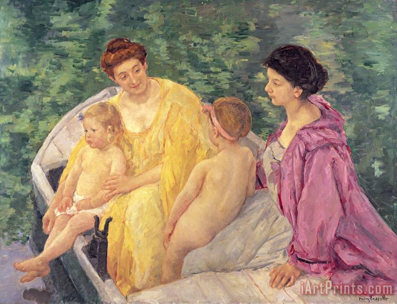 Mary Cassatt The Swim, Or Two Mothers And Their Children on a Boat Art Painting