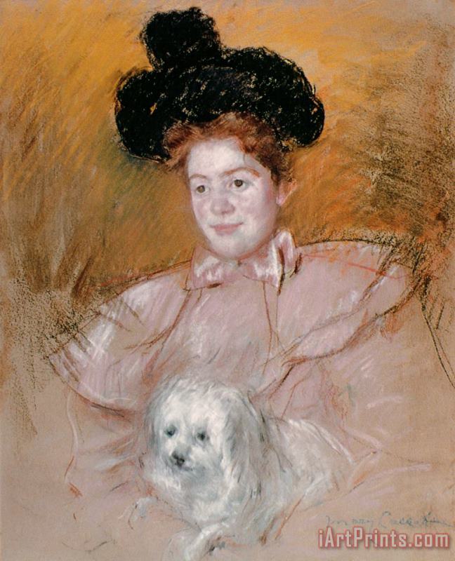Mary Cassatt Woman Holding a Dog Art Painting