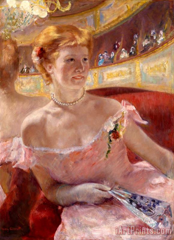 Woman with a Pearl Necklace in a Loge painting - Mary Cassatt Woman with a Pearl Necklace in a Loge Art Print