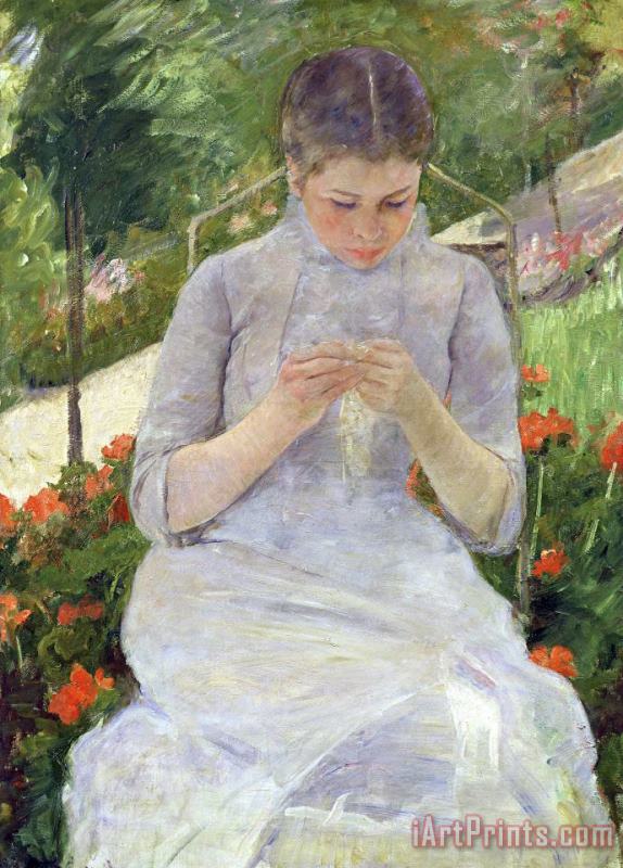 Young Woman Sewing in The Garden painting - Mary Cassatt Young Woman Sewing in The Garden Art Print
