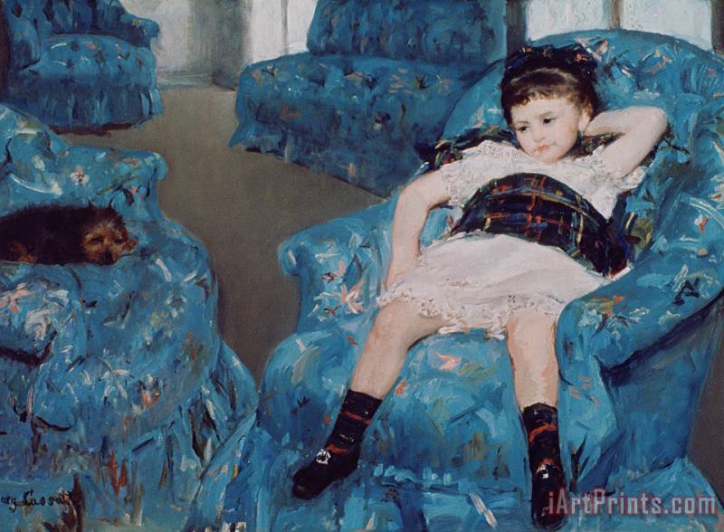 Little Girl in a Blue Armchair painting - Mary Stevenson Cassatt Little Girl in a Blue Armchair Art Print