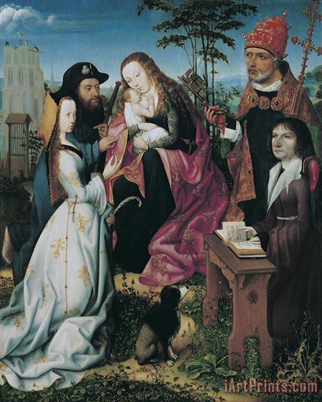 Master of Frankfurt Virgin And Child with Saint James The Pilgrim, Saint Catherine And The Donor with Saint Peter Art Print