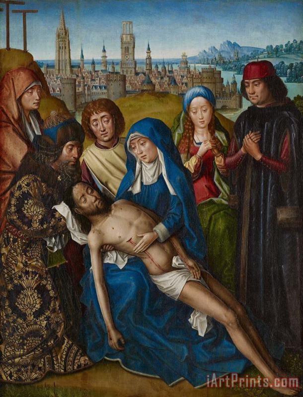 Master of the Legend of Saint Lucy Lamentation With Saint John The Baptist And Saint Catherine Of Alexandria Art Print