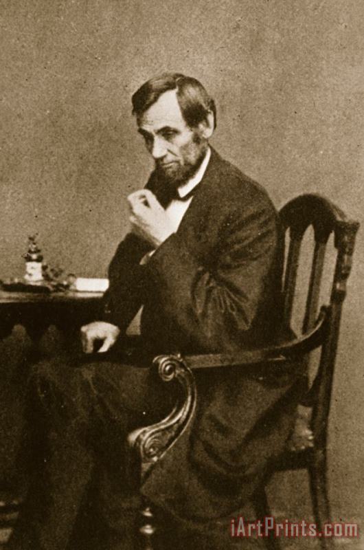 Mathew Brady Abraham Lincoln Sitting At Desk Art Print