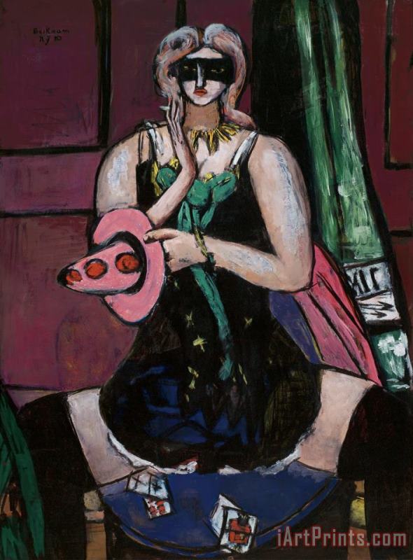 Max Beckmann Carnival Mask, Green, Violet, And Pink Art Painting
