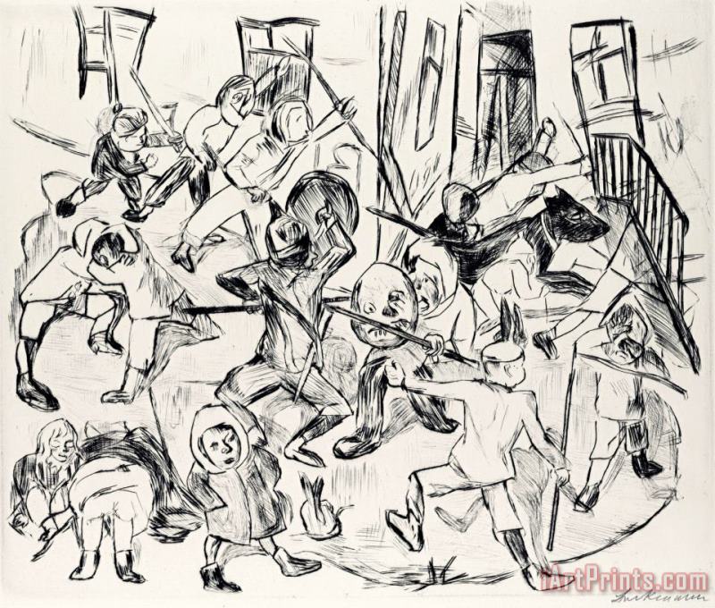 Max Beckmann Playing Children, Broad Format Art Painting