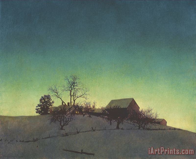 Freeman Farm: Winter painting - Maxfield Parrish Freeman Farm: Winter Art Print