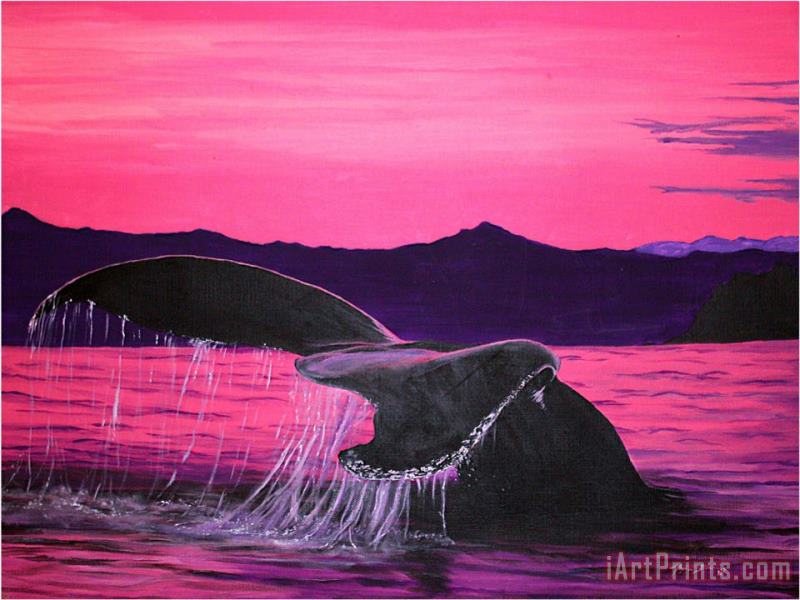 Pink Whale painting - Megan Aroon Duncanson Pink Whale Art Print