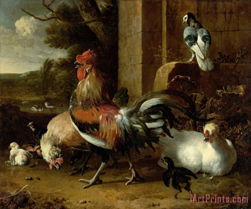 Melchior de Hondecoeter Poultry Yard Art Painting