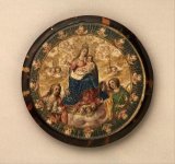 Cartouche with The Virgin And Child And Saint Anne Prints - Nun's Shield Showing The Virgin And Child with Saints John The Baptist And Catherine of Alexandria by Mexican Attributed to Andres Lagarto