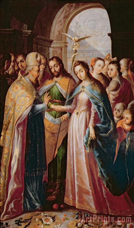 Mexican School The Marriage of Mary and Joseph Art Painting