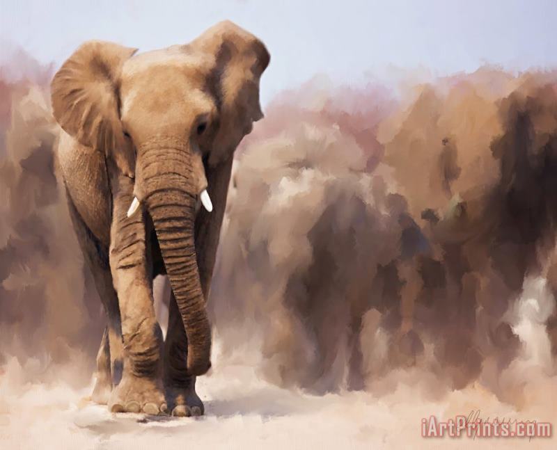 Elephant Painting painting - Michael Greenaway Elephant Painting Art Print