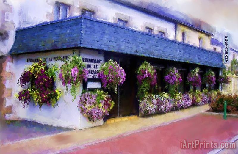 Restaurant de la Terrasse painting - Michael Greenaway Restaurant de la Terrasse Art Print