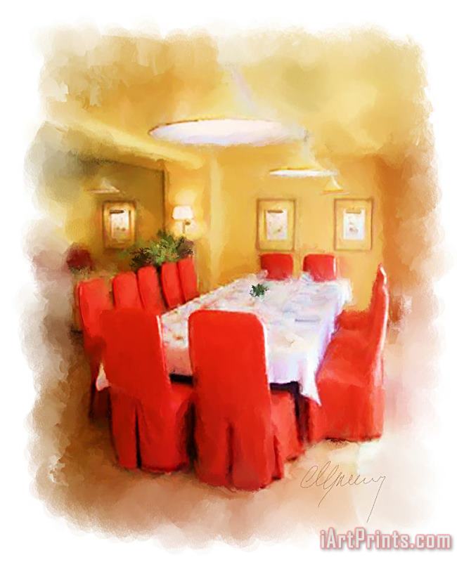 Michael Greenaway Restaurant Interior Menu Cover Art Painting