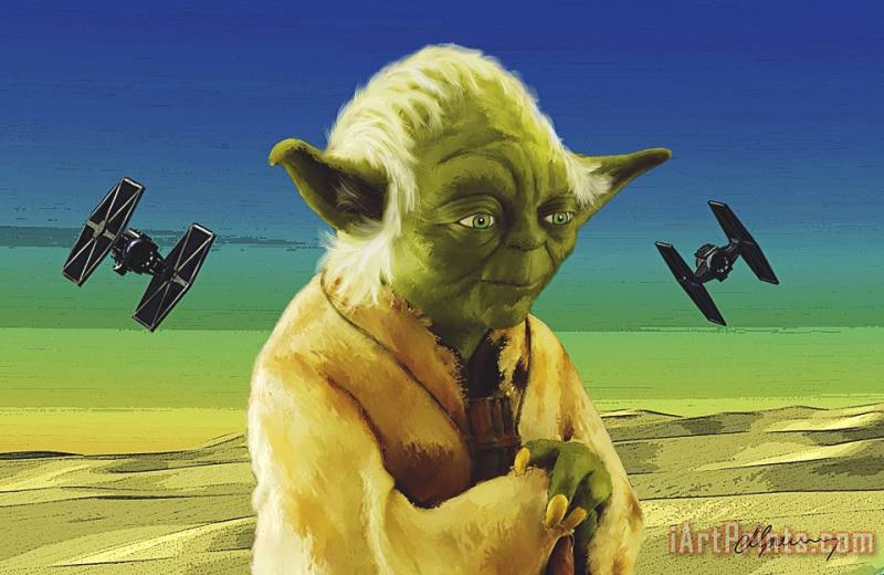 Yoda painting - Michael Greenaway Yoda Art Print