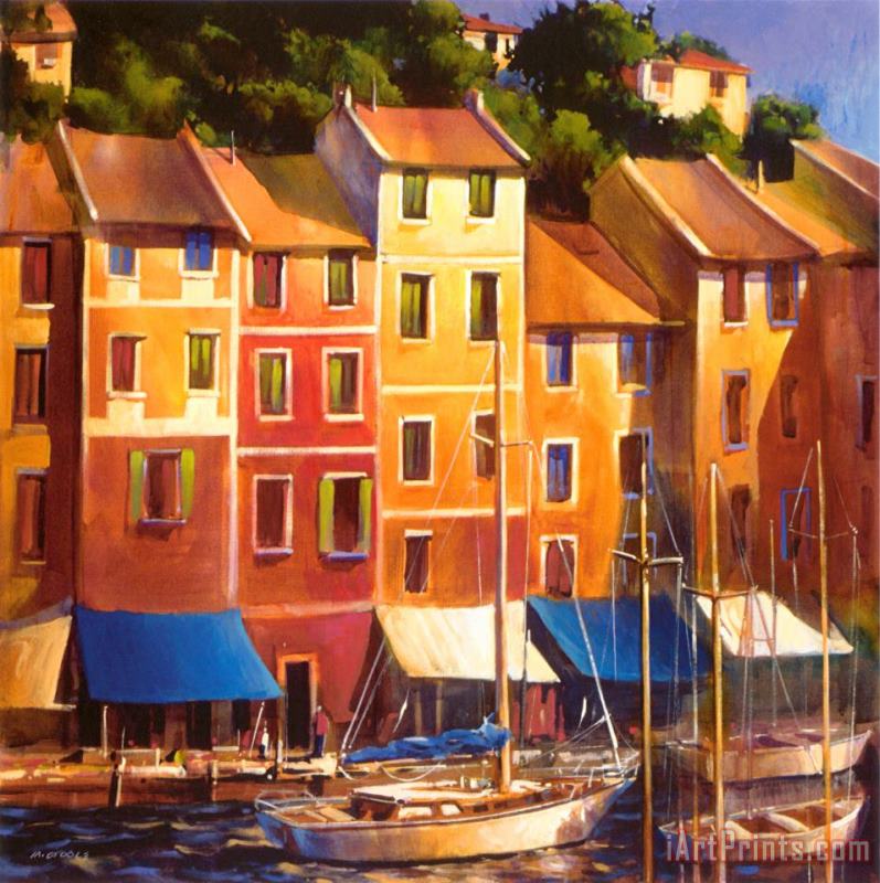 Michael O'toole Portofino Waterfront Art Painting