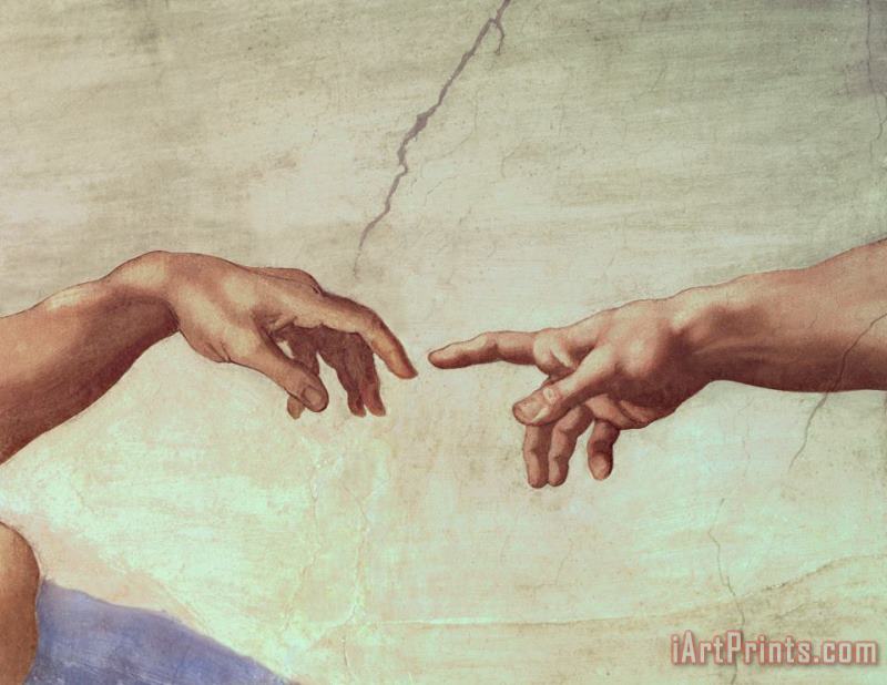 Detail from The Creation of Adam painting - Michelangelo Detail from The Creation of Adam Art Print