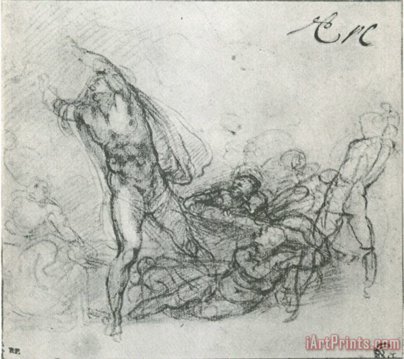 Study for a Resurrection of Christ painting - Michelangelo Study for a Resurrection of Christ Art Print