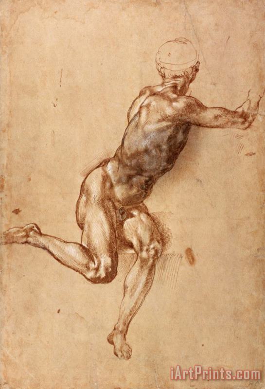 Michelangelo Buonarroti A Seated Male Nude Twisting Around C 1505 Art Painting