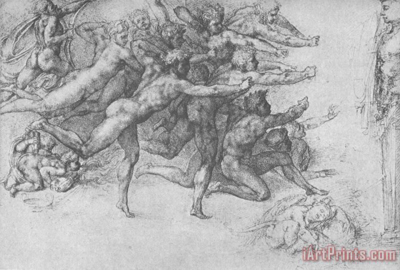 Michelangelo Buonarroti Archers Shooting at a Herm Art Painting