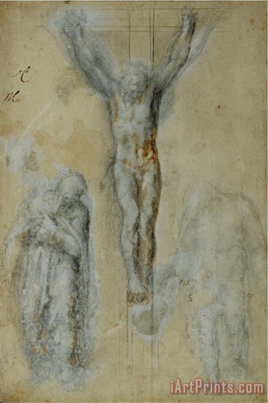 Michelangelo Buonarroti Christ on The Cross Between The Virgin Mary And Saint John Art Painting