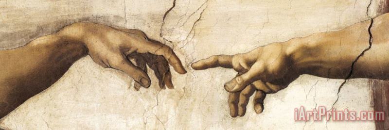 Michelangelo Buonarroti Creation Hands Art Painting