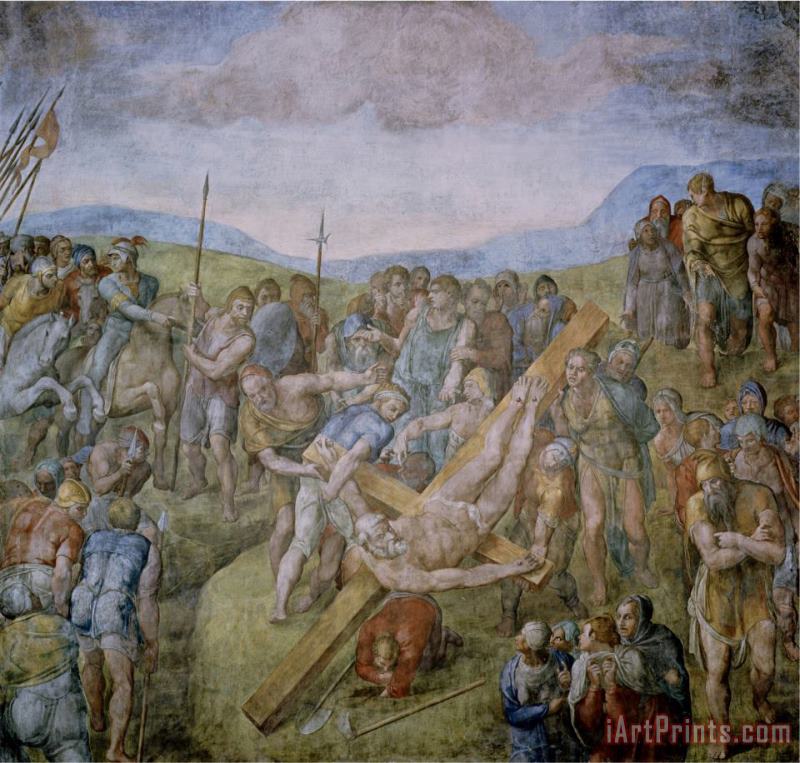Michelangelo Buonarroti Crucifixion of St Peter 1546 50 Fresco Art Print