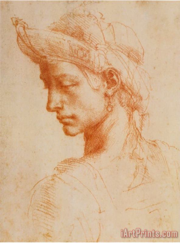Drawing of a Woman painting - Michelangelo Buonarroti Drawing of a Woman Art Print