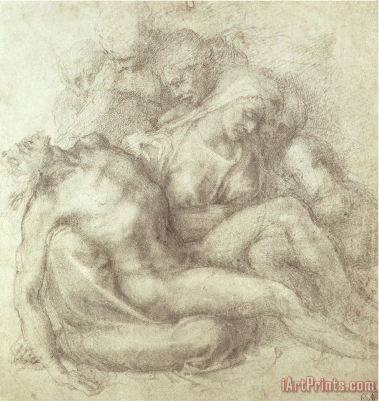 Figures Study for The Lamentation Over The Dead Christ 1530 painting - Michelangelo Buonarroti Figures Study for The Lamentation Over The Dead Christ 1530 Art Print