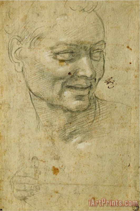 Michelangelo Buonarroti Head And Right Hand of The Ignudo Above Left of The Prophet Isaiah Art Print