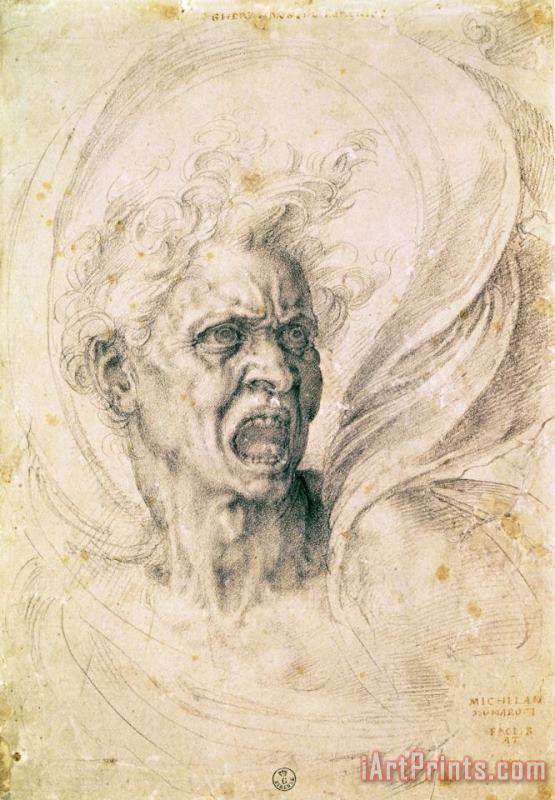 Michelangelo Buonarroti Head of a Man Shouting Art Painting