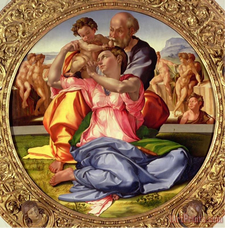 Holy Family with St John 1504 05 painting - Michelangelo Buonarroti Holy Family with St John 1504 05 Art Print
