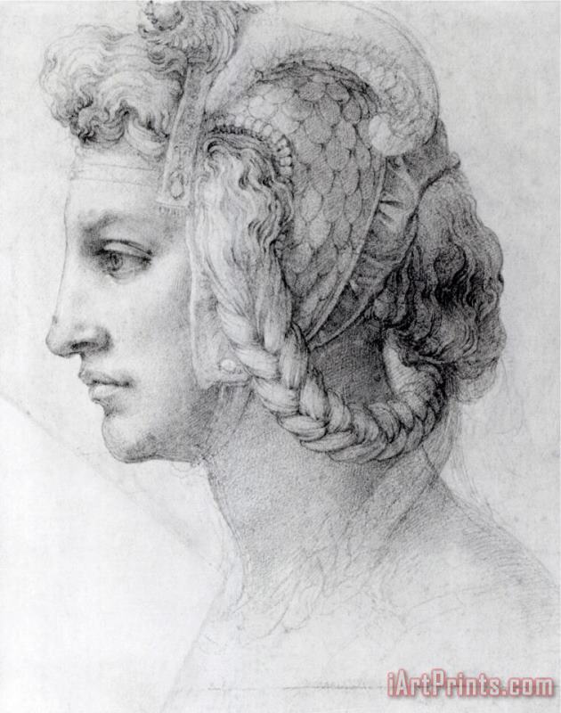 Michelangelo Buonarroti Ideal Head of a Woman C 1525 28 Art Painting